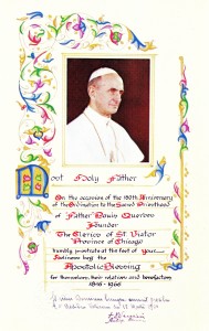 Apostolic Blessing from Pope Paul VI
